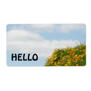 Colorful Custom Name Tags Blue Sky Poppies
