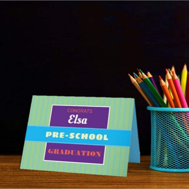 Colorful Custom Pre-School graduation card! Card (Creator Uploaded)