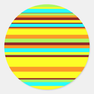 Colorful Customized Designer Stripe Pattern Classic Round Sticker