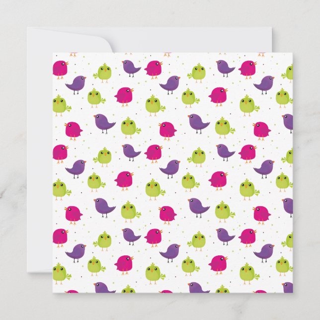 Colorful Cute Birds Pattern Announcement (Front)