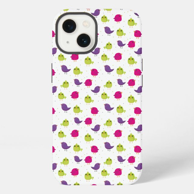Colorful Cute Birds Pattern iPhone Case (Back)