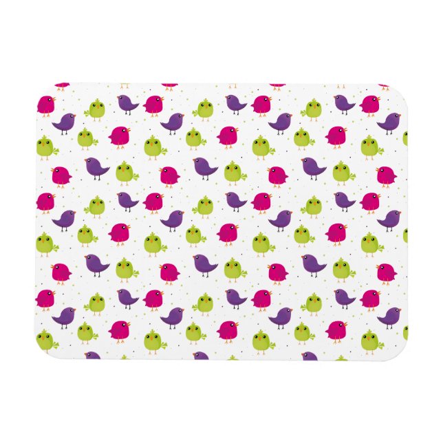 Colorful Cute Birds Pattern Magnet (Horizontal)