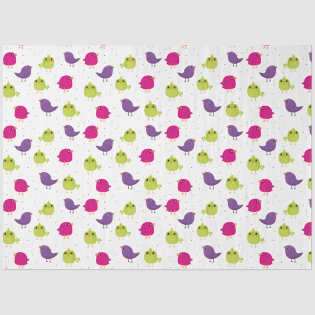 Colorful Cute Birds Pattern Tissue Paper (Front)