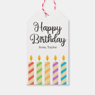 Colorful Cute Bright Happy Birthday Candles Gift Tags