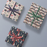 colorful cute christmas trio pack set gift wrapping paper sheet<br><div class="desc">warm and fuzzy winter tomes,  with playful patterns dress this assorted collection of three adorable holiday gift wrapping paper sheets</div>