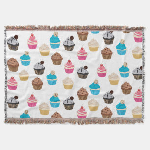 Colorful Cute Cupcakes Pattern  Throw Blanket