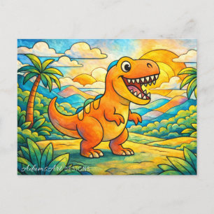 Colorful Cute Dinosaur Kids Holiday Postcard