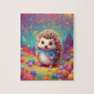 Colorful Cute Hedgehog Jigsaw Puzzle