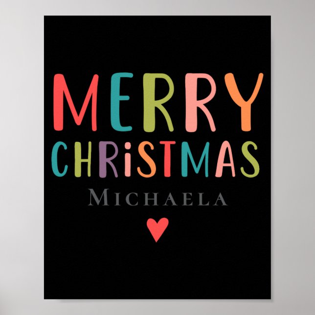 Colorful Cute Merry Christmas Matching Family  Poster (Front)