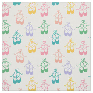 Colorful Cute Pointe Shoes Ballet Pattern Fabric