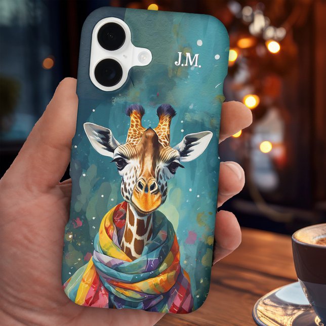 Colorful Cute Whimsical Giraffe (Phone case featuring a colorful painting of a giraffe with scarf. )