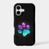 Colorful cyan blue purple Dog Paw print