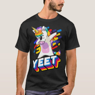 Colorful Dabbing Dancing Unicorn Celebration Yeet T-Shirt