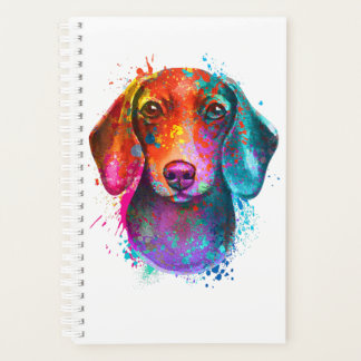 Colorful Dachshund Dog Art Illustration Planner
