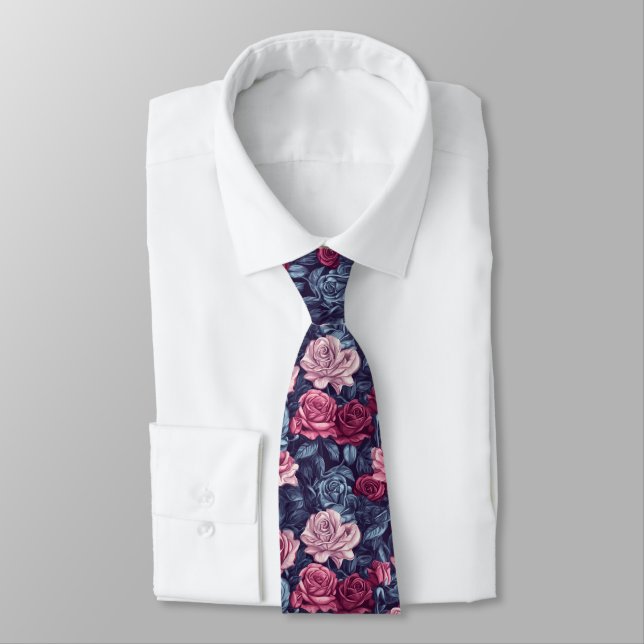 Colorful Dads Fathers Day Gifts Rose Flower Tie (Tied)
