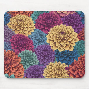 Colorful dahlia floral pattern mouse pad