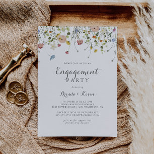 Colorful Dainty Wild Flowers Engagement Party Invitation