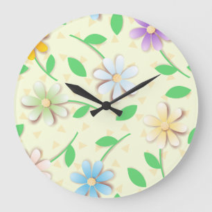 Colorful daisies, clock