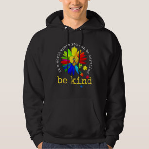 Colorful Daisy Flower Be Kind Autism Awareness 35 Hoodie