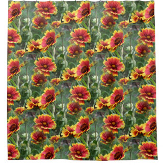 Colorful Daisy Flowers Nature Pattern Shower Curtain
