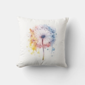 Colorful dandelion throw pillow