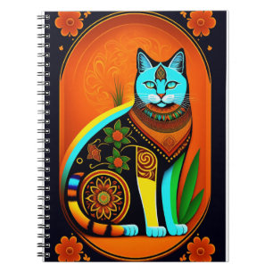 Colorful Day of the Dead Cat Art Notebook