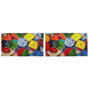 Colorful Decorative Buttons Pillowcase