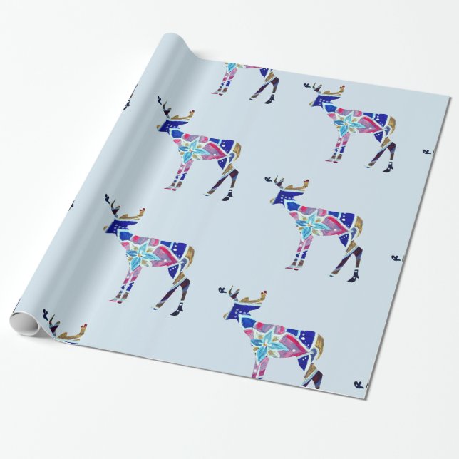 Colorful Deer Glossy Wrapping Paper, Wrapping Paper (Unrolled)