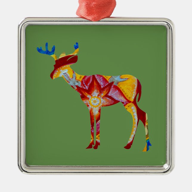 Colorful DeerPremium Square Ornament (Front)
