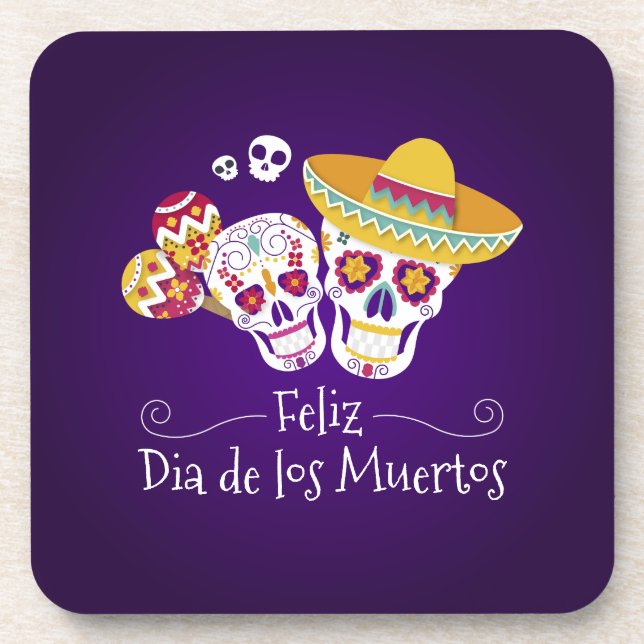 Colorful Dia de los Muertos | Coaster (Front)