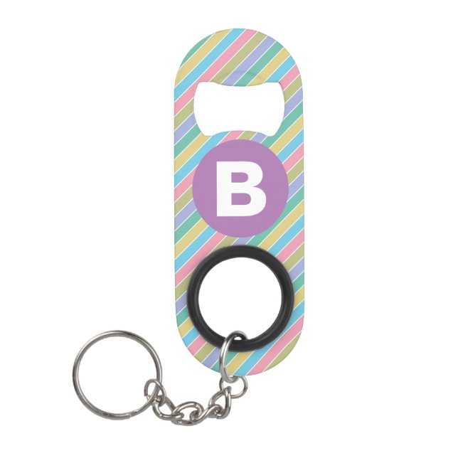 Colorful Diagonal Candy Stripes Purple Monogram (Front)