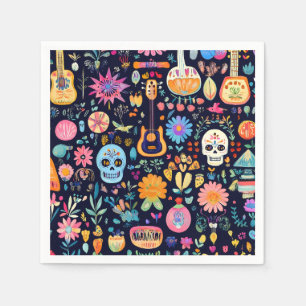 Colorful Dias de los muertos pattern Napkin