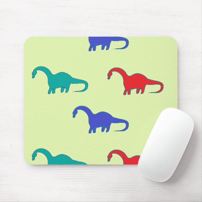 Colorful dino on green mouse pad (With Mouse)