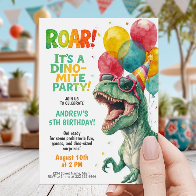 Colorful Dinosaur Birthday Party Design Invitation (Creator Uploaded)