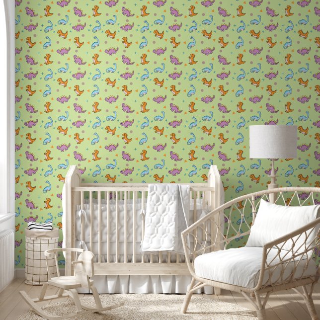 Colorful Dinosaur Party Wallpaper (Kids)