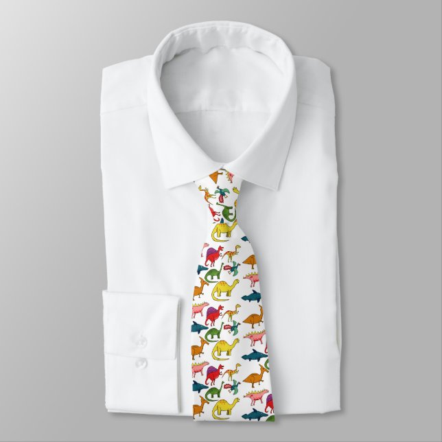 Colorful dinosaurs tie (Tied)