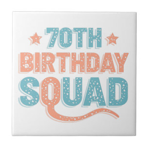 Colorful Distressed 70th birthday squad Tile