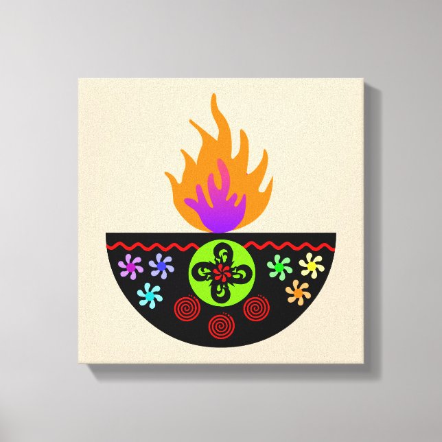 Colorful Diwali Lamp Diya Canvas Print (Front)
