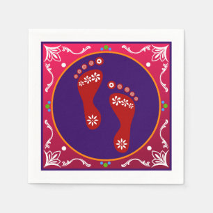 Colorful Diwali Rangoli With Footprint Napkin