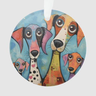 Colorful Dog Abstract Art Cartoon-style Ornament