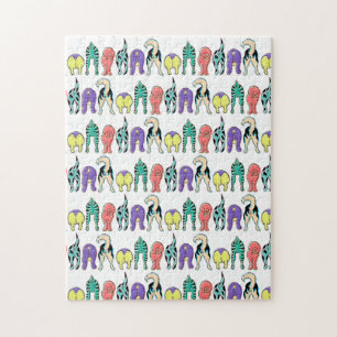 Colorful Dog Butts Pattern Jigsaw Puzzle