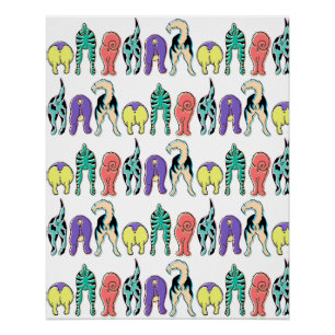 Colorful Dog Butts Pattern Poster