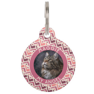 Colorful Dog Dad Gift Chevron Geometry Pet Tag