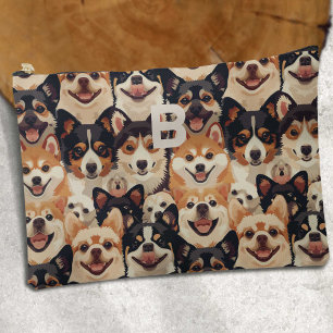 Colorful dog, monogram animal pattern accessory pouch