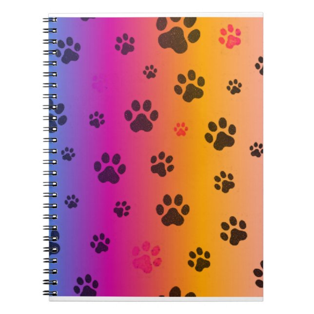 COLORFUL DOG PAW PRINTS SPIRAL NOTEBOOK. NOTEBOOK (Front)