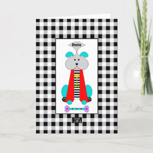Colorful Dog With Bone greeting card