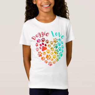 Colorful Doggie Love Paw Heart T-Shirt