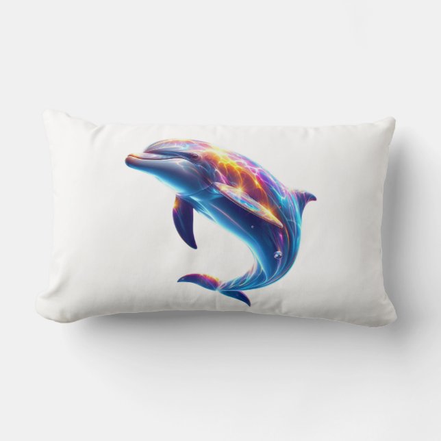 Colorful Dolphin Cute Arts Lumbar Cushion (Front)