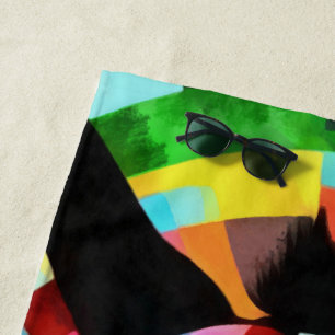 Colorful Donkey Geometric Art Abstract Beach Towel