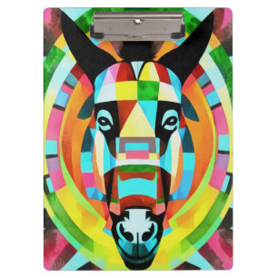 Colorful Donkey Geometric Art Abstract Clipboard